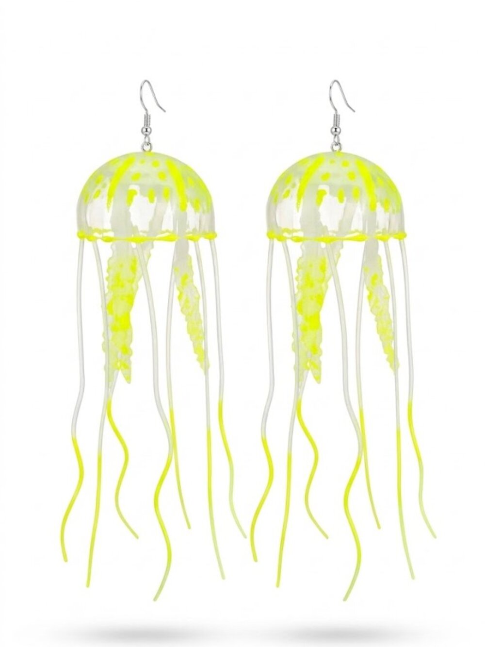 🆕 Neon Yellow Jellyfish Earrings Large Coastal Nautical Beach Lover Ocean NWOT